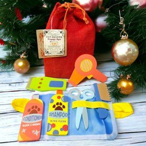 Wood Puppy Spa Role Play Pack - Comes in Red Burlap Bag - NWT